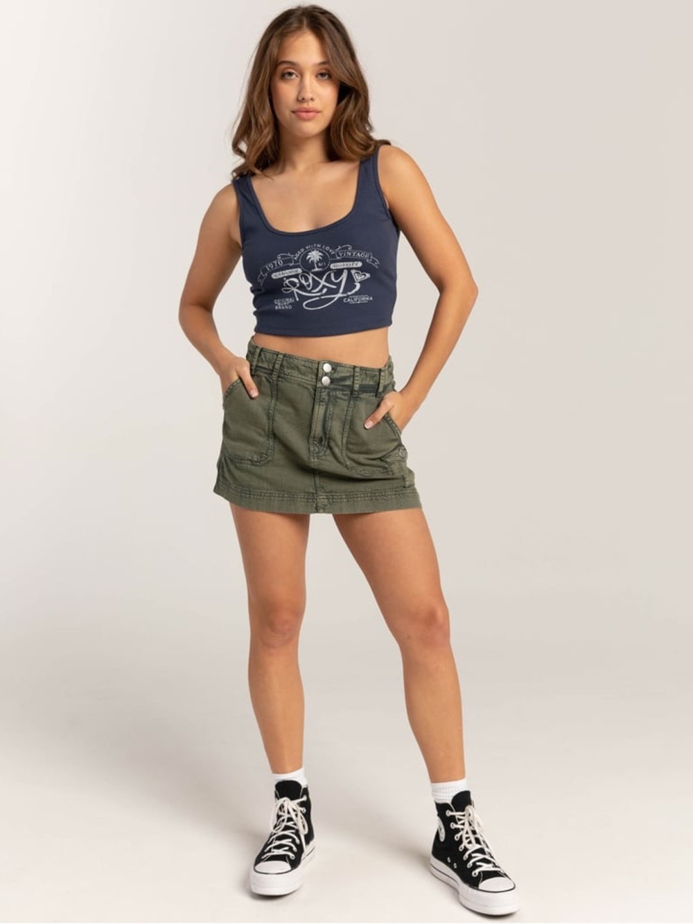 ROXY Vintage Roxy Dive In Womens Crop Tank Top